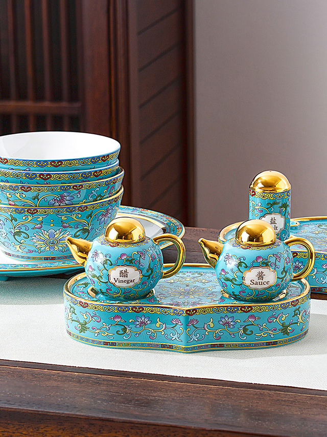 盛世如意搪瓷彩宫廷瓷高端骨瓷碗碟