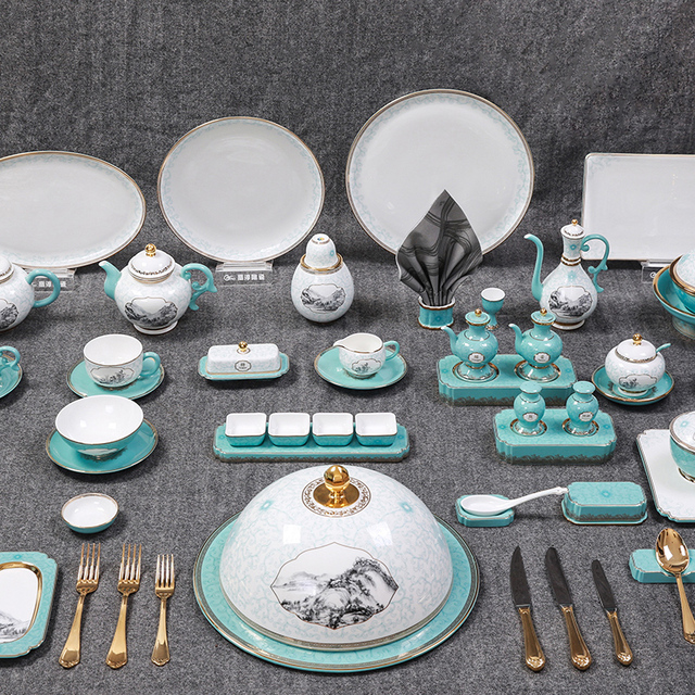 碗碟套装中式搪瓷彩骨瓷餐具